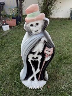 Cape Haut-de-forme en squelette Halloween en plastique de Don Featherstone vintage de 33 pouces RARE