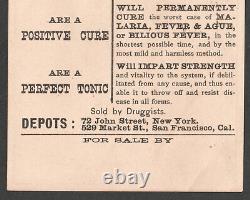 Carte de commerce victorienne rare du 19ème siècle avec une bouteille de boxe contre le diable démon du paludisme.