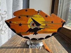 Carte de place Art Déco vintage 6 Chouette Halloween, 1920s Hallmark, Rare