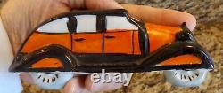 Cendrier Chrysler Air Flow vintage des années 1930 en couleurs d'Halloween noir / orange rare