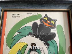 Chapeau de fête en papier encadré Halloween Nell Spots vintage rare