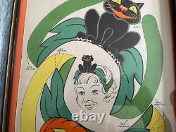 Chapeau de fête en papier encadré Halloween Nell Spots vintage rare