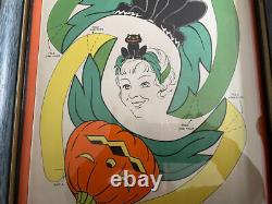 Chapeau de fête en papier encadré Halloween Nell Spots vintage rare