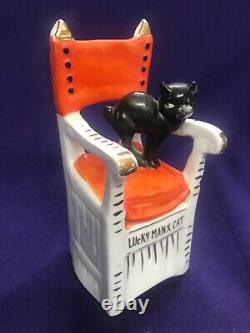 Chat noir d'Halloween en bisque allemande extrêmement rare 5309 - Chanceux Manx Cat 6