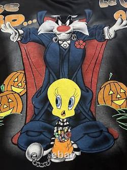 Chemise rare vintage imprimée Halloween Sylvester Tweety 1998 Freeze Looney