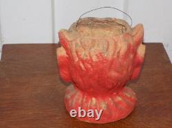 Citrouille Jack-O-Lantern en papier mâché diable vintage rare d'Halloween
