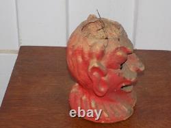 Citrouille Jack-O-Lantern en papier mâché diable vintage rare d'Halloween