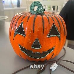 Citrouille en céramique Vintage Atlantic Mold Jack O'Lantern avec lumière à cordon RARE
