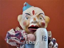 Conteneur à bonbons en papier mâché de clown d'Halloween vintage / Nodder Allemagne Rare