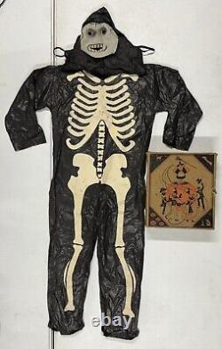 Costume de Mascarade Halloween en Squelette pour Enfants Vintage 1920-1930 RARE