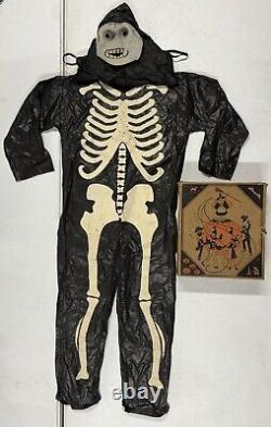 Costume de Mascarade Halloween en Squelette pour Enfants Vintage 1920-1930 RARE