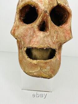 Crâne vintage en papier mâché fait à la main : Antique Rare Halloween des années 50-60