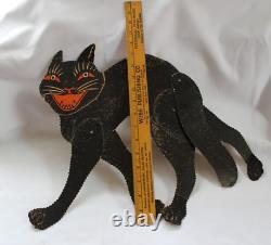 Décoration Vintage Halloween Rarissime Chat Noir Effrayant Découpé Articulé Beistle des Années 1920