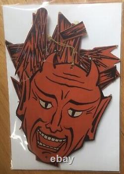 Décoration vintage en papier découpé Beistle Halloween Lightning Devil des années 1930 RARE