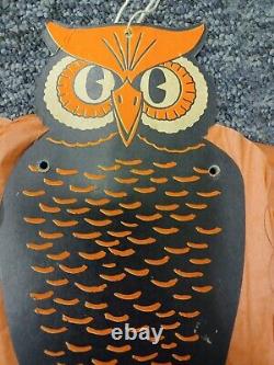 Décorations rares et vintage de sorcière, hibou et chauve-souris pour Halloween de Beistle