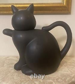 Département 56 Vintage Théière Chat Noir Décoration d'Halloween Rare 9 Pouces de Haut