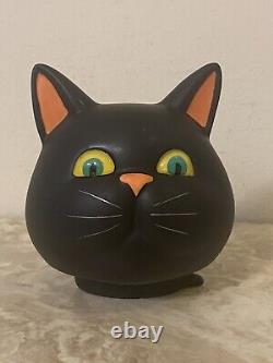 Département 56 Vintage Théière Chat Noir Décoration d'Halloween Rare 9 Pouces de Haut