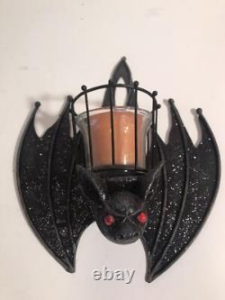 Dept 56 Halloween Chauves-souris Ensemble de 2 Appliques Murales avec Votives 8L VINTAGE ! RARE