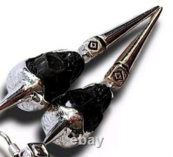 Designs de sorts vintage TRÈS RARES Boucles d'oreilles gothiques en forme de crâne noir et en argent pour Halloween