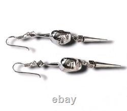 Designs de sorts vintage TRÈS RARES Boucles d'oreilles gothiques en forme de crâne noir et en argent pour Halloween