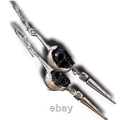 Designs de sorts vintage TRÈS RARES Boucles d'oreilles gothiques en forme de crâne noir et en argent pour Halloween