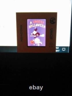 Diapositives Halloween UNICEF vintage rares de 1974 utilisant des personnages de bandes dessinées et de dessins animés