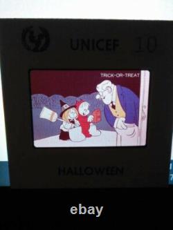 Diapositives Halloween UNICEF vintage rares de 1974 utilisant des personnages de bandes dessinées et de dessins animés