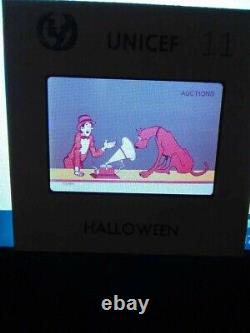 Diapositives Halloween UNICEF vintage rares de 1974 utilisant des personnages de bandes dessinées et de dessins animés
