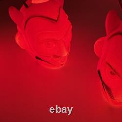 Ensemble Vintage de RARES (3) Lumières à Fil en Plastique Soufflé Halloween Diable Rouge Fonctionnelles