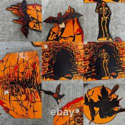 Ensemble complet de décorations d'Halloween Diecut de la Pan Candy Company de 1926 TRÈS RARE années 20