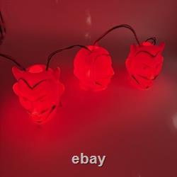 Ensemble vintage de RARE (3) lumières à souffler en forme de diable rouge Halloween, fonctionnelles