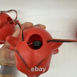Ensemble vintage de RARE (3) lumières à souffler en forme de diable rouge Halloween, fonctionnelles