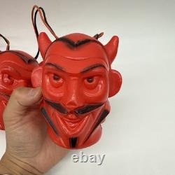 Ensemble vintage de RARE (3) lumières à souffler en forme de diable rouge Halloween, fonctionnelles