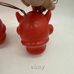 Ensemble vintage de RARE (3) lumières à souffler en forme de diable rouge Halloween, fonctionnelles