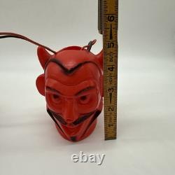 Ensemble vintage de RARE (3) lumières à souffler en forme de diable rouge Halloween, fonctionnelles