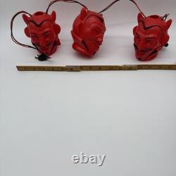 Ensemble vintage de RARE (3) lumières à souffler en forme de diable rouge Halloween, fonctionnelles