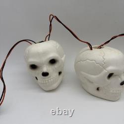 Ensemble vintage de RARES (3) TÊTES DE MORT Lampes à guirlande en plastique soufflé Halloween Fonctionnelles