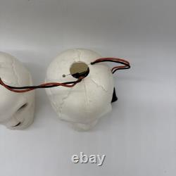 Ensemble vintage de RARES (3) TÊTES DE MORT Lampes à guirlande en plastique soufflé Halloween Fonctionnelles