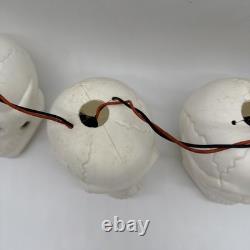Ensemble vintage de RARES (3) TÊTES DE MORT Lampes à guirlande en plastique soufflé Halloween Fonctionnelles