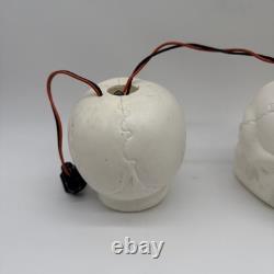Ensemble vintage de RARES (3) TÊTES DE MORT Lampes à guirlande en plastique soufflé Halloween Fonctionnelles