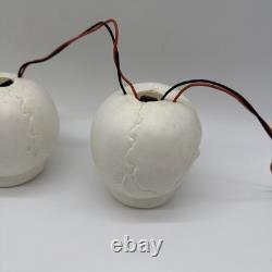 Ensemble vintage de RARES (3) TÊTES DE MORT Lampes à guirlande en plastique soufflé Halloween Fonctionnelles