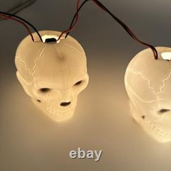 Ensemble vintage de RARES (3) TÊTES DE MORT Lampes à guirlande en plastique soufflé Halloween Fonctionnelles
