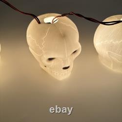 Ensemble vintage de RARES (3) TÊTES DE MORT Lampes à guirlande en plastique soufflé Halloween Fonctionnelles