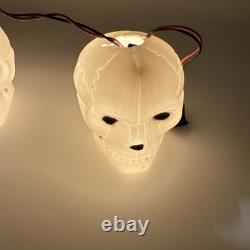 Ensemble vintage de RARES (3) TÊTES DE MORT Lampes à guirlande en plastique soufflé Halloween Fonctionnelles