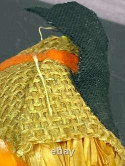 Épouvantail citrouille avec un hibou noir, Halloween, Japon, vintage, pixie assis