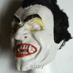 Festival 81 Masque en caoutchouc de Count Dracula avec des cheveux faux, rare vintage des années 80 pour Halloween