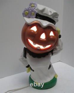 Figure en céramique rare et vintage de Mme Citrouille pour Halloween, Yozie 1973