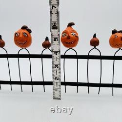 Figurine RARE de clôture en papier mâché de citrouille vintage pour Halloween