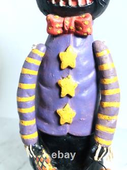 Figurine d'art populaire d'Halloween en bois de chat noir vintage rare Mark Roberts mesurant 16 pouces de hauteur