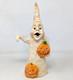 Figurine De Fantôme Citrouille D'halloween En Art Populaire Signée Debra Schoch, Vintage Rare 2002